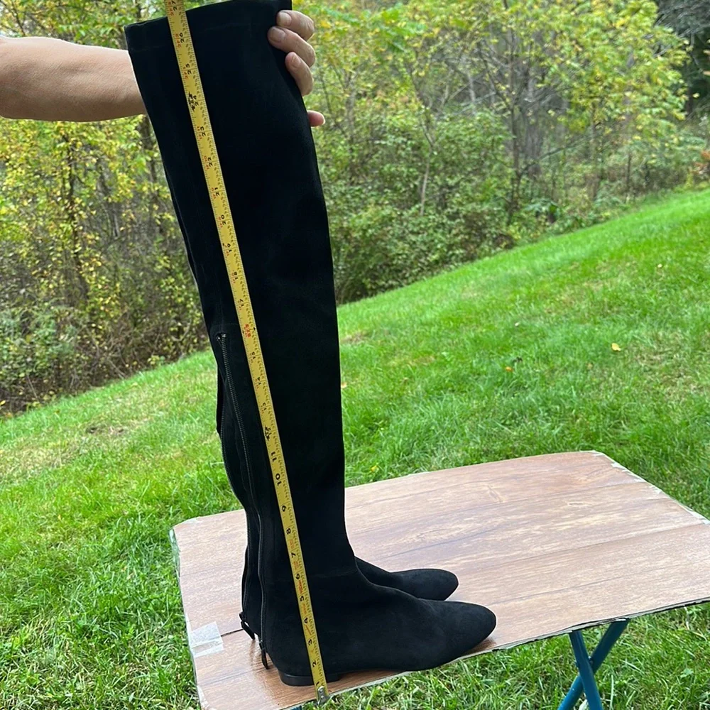 Brian Atwood Women Boot Over The Knee Thigh High Size 6 Pointed Black Suede